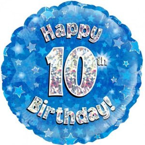 45cm Foil Balloon - 10TH BIRTHDAY blue