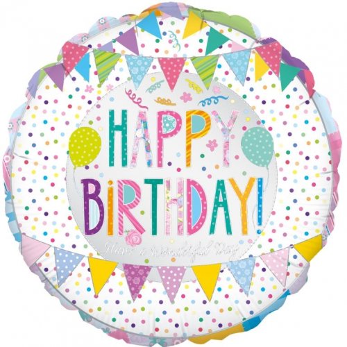 45cm Foil Balloon - HAPPY BIRTHDAY PATCHWORK