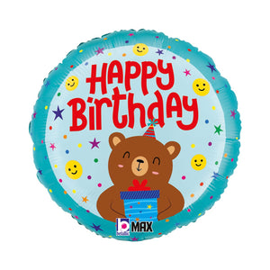 45cm Foil Balloon - BIRTHDAY SMILEY BEAR