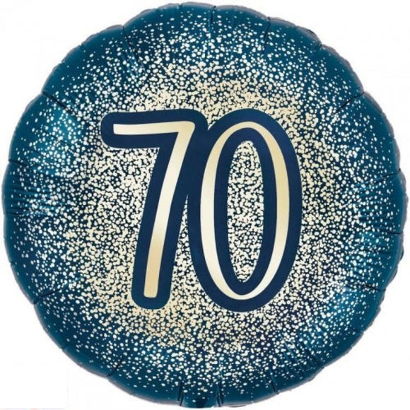 45cm Foil - “70” Navy Glitter