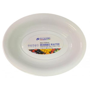 REUSABLE WHITE PLATTER - MED DEEP