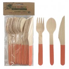 WOODEN Cutlery Set - ROSE GOLD