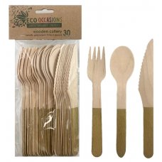 WOODEN Cutlery Set - GOLD