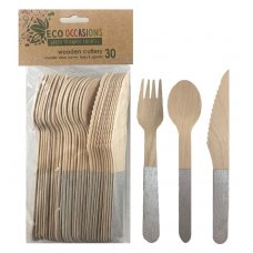 WOODEN Cutlery Set - SILVER