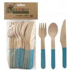 WOODEN Cutlery Set - LIGHT BLUE