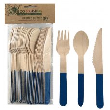 WOODEN Cutlery Set - ROYAL BLUE