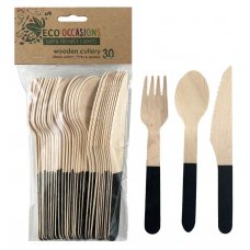 WOODEN Cutlery Set - BLACK