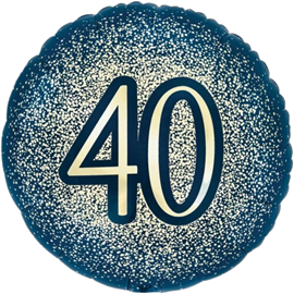 45cm Foil - “40” Navy Glitter