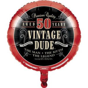 45cm Foil Balloon - 50th BIRTHDAY - VINTAGE DUDE