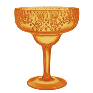 BURNT ORANGE FLORAL MARGARITA GLASS