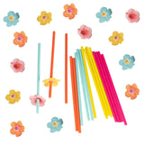 TIKI TROPICS PAPER STRAWS WITH FLOWERS