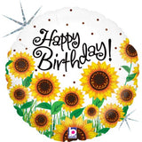 45cm Foil Balloon - HAPPY BIRTHDAY SUNFLOWERS