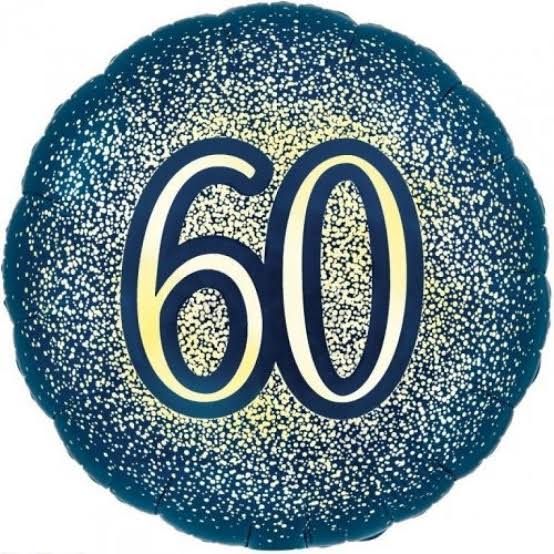 45cm Foil - “60” Navy Glitter