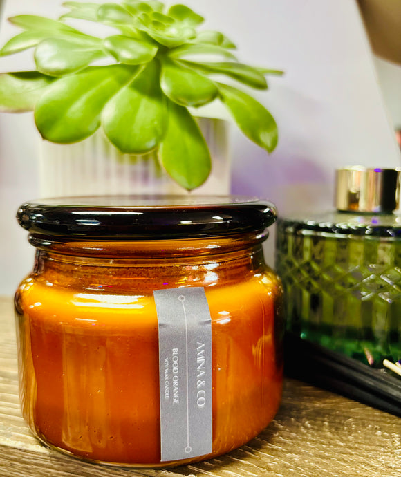 AMINA & CO SOY WAX CANDLE - BLOOD ORANGE (APOTHECARY JAR)