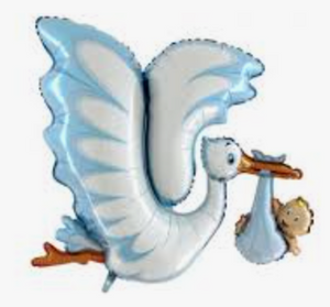 SuperShape Foil - STORK WITH BABY (BLUE)