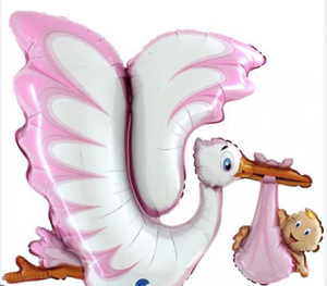 SuperShape Foil - STORK WITH BABY (PINK)