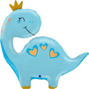 SuperShape Foil - BLUE DINOSAUR WITH HEARTS