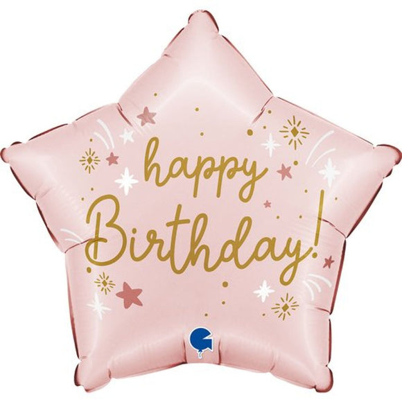 45cm Foil Balloon - STAR - HAPPY BIRTHDAY