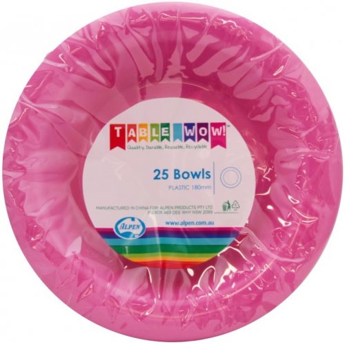 BRIGHT PINK - PLASTIC BOWLS