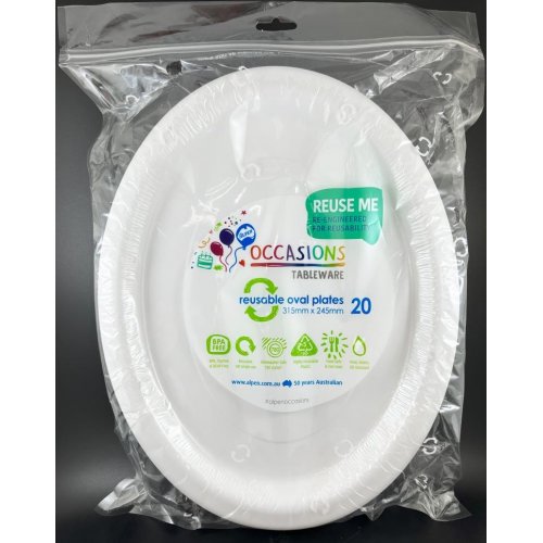 WHITE - PLASTIC PLATE OVAL