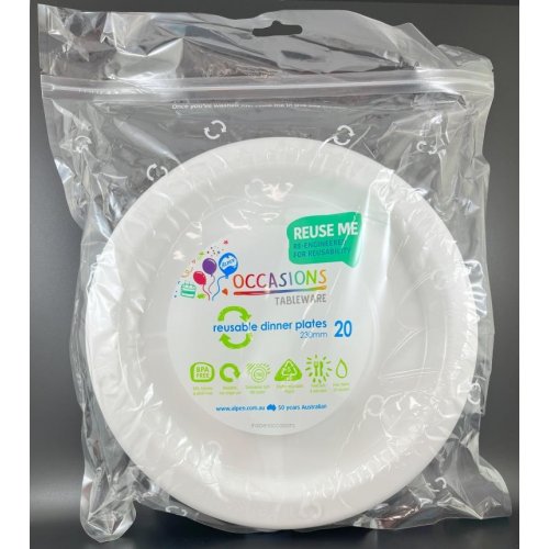 WHITE - PLASTIC DINNER PLATE