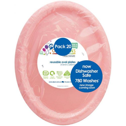 SOFT PINK - PLASTIC PLATE OVAL