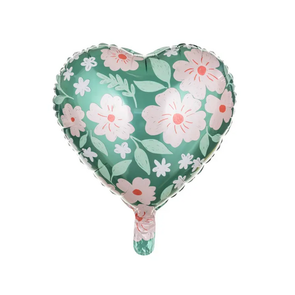 45cm Foil Balloon - HEART - FLOWERS