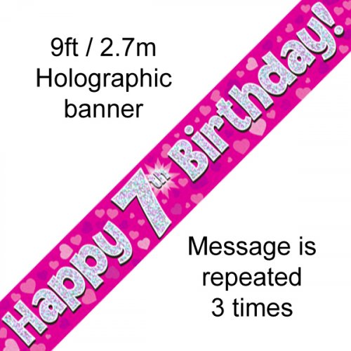 Banner (Pink) - Happy Birthday - 7TH BIRTHDAY