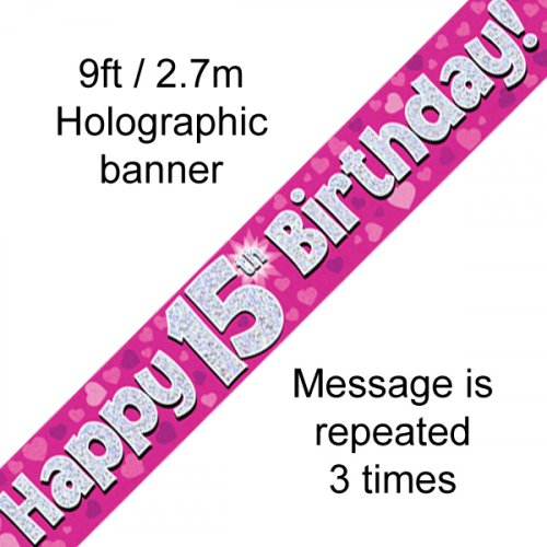 Banner - Happy Birthday - 15TH BIRTHDAY