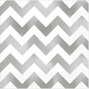 Silver - Chevron Bev Napkins