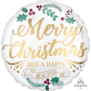 45cm Foil Balloon - MERRY CHRISTMAS HOLLY