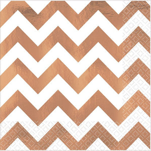 Rose Gold - Chevron Lunch Napkins