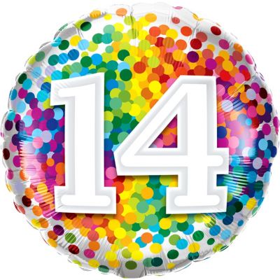 45cm Foil Balloon - 14TH BIRTHDAY DOTS