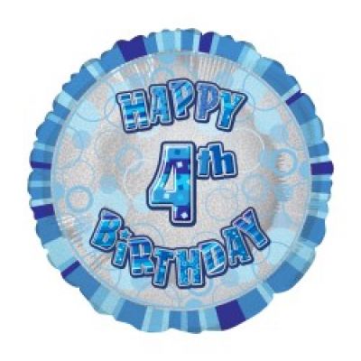 45cm Foil Balloon - 4TH BIRTHDAY BLUE