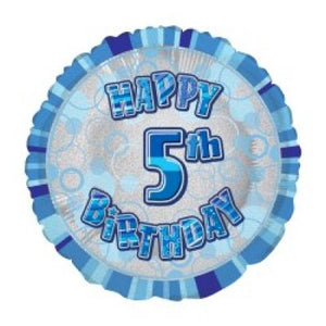 45cm Foil Balloon - 5TH BIRTHDAY BLUE