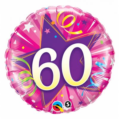 45cm Foil Balloon - 60th BIRTHDAY - PINK