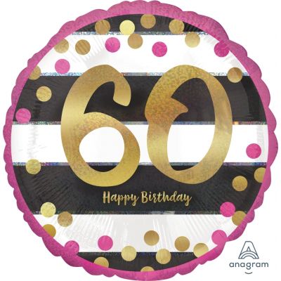 45cm Foil Balloon - 60th BIRTHDAY - PINK