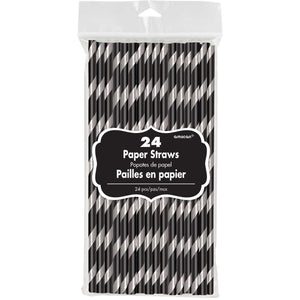 Jett Black - Chevron Paper Straws