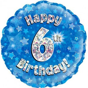 45cm Foil Balloon - 6TH BIRTHDAY BLUE