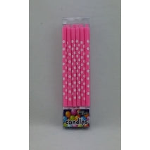 BRIGHT CANDLES (10) - PINK/WHITE DOTS