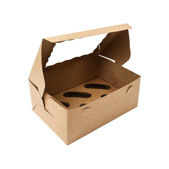 CUPCAKE BOXES - BROWN (HOLDS 6)