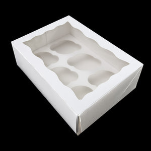 MONDO CUPCAKE BOX - WHITE (HOLDS 6)