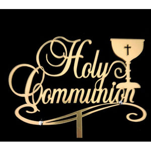 ACRYLIC CAKE TOPPER - HOLY COMMUNION (GOLD)