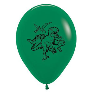 30cm Black DINOSAUR Latex Balloons - 6 Pack