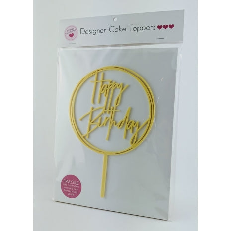 Acrylic Cake Topper - HAPPY BIRTHDAY YELOW