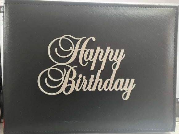 Signature Book - BLACK Leather HAPPY BIRTHDAY