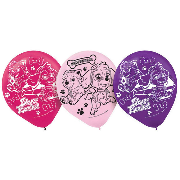 PAW PATROL GIRL Latex Balloons - 6Pk