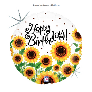 45cm Foil Balloon - HAPPY BIRTHDAY SUNFLOWERS