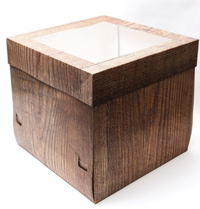 TALL CAKE BOX 12" - TIMBER LOOK