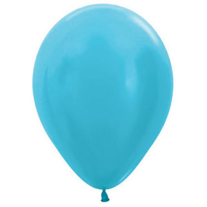 SATIN (SHINY) Caribbean Blue Latex Balloons - 25 Pack